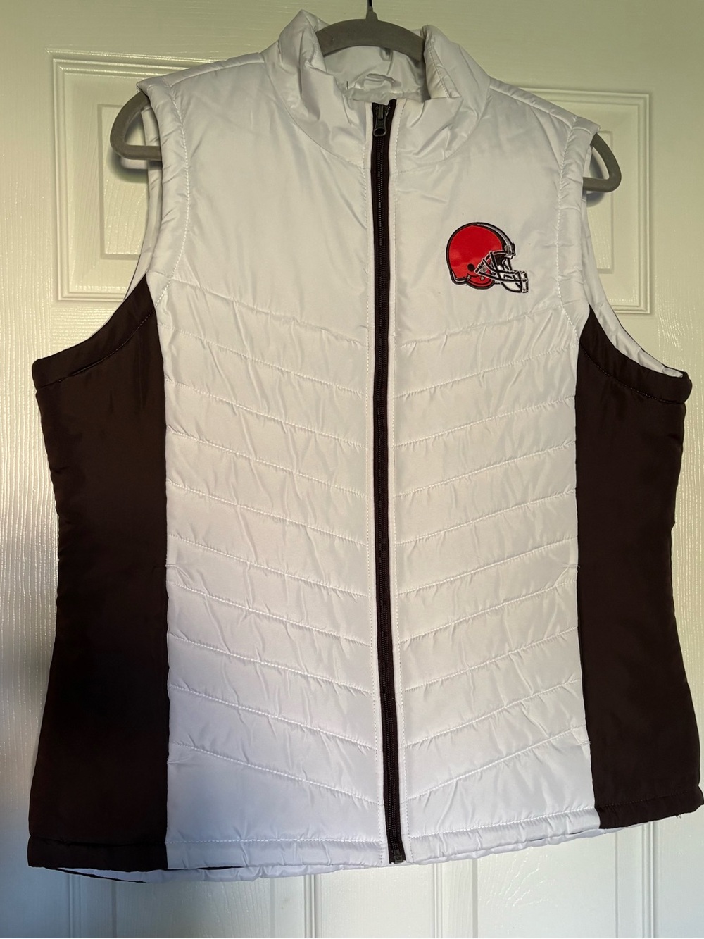 NFL Team Apparel Cleveland Browns Quilted Puffer Vest with Helmet Logo